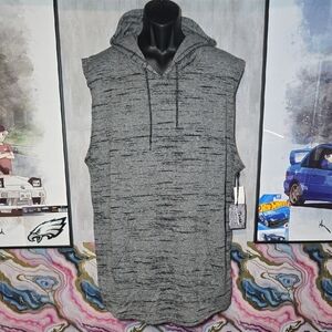 3XL Charcoal Sleeveless Hoodie with Drawstring